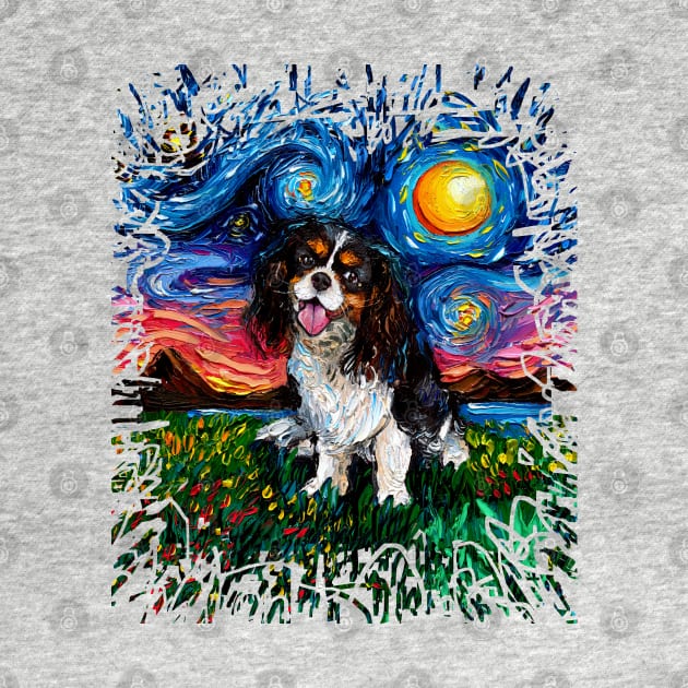 Tri Color Cavalier King Charles Spaniel Night (splash version) by sagittariusgallery